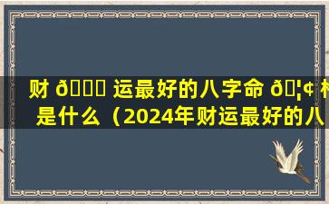 财 🐟 运最好的八字命 🦢 格是什么（2024年财运最好的八字是什么）